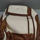 Shrrie Travel Laptop Backpack for Women, 17 Inch Vegan Leather Backpack with USB Charger, Expandable Large Capacity Computer Backpack Purse for Work Business Travel, Beige