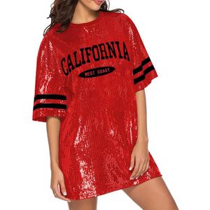 Zoctuo Sequin T-Shirt Dress for Women Cocktail,Christmas,New Year’s Eve,Music Festivals & Concerts
