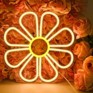 Flower Neon Signs Warm White LED Neon Light for Wall Decor Flowers Shaped Light up Sign for Bedroom, Christmas Gift, Shop, Teen Room, Dormitory (12.6 x12.6 inch)