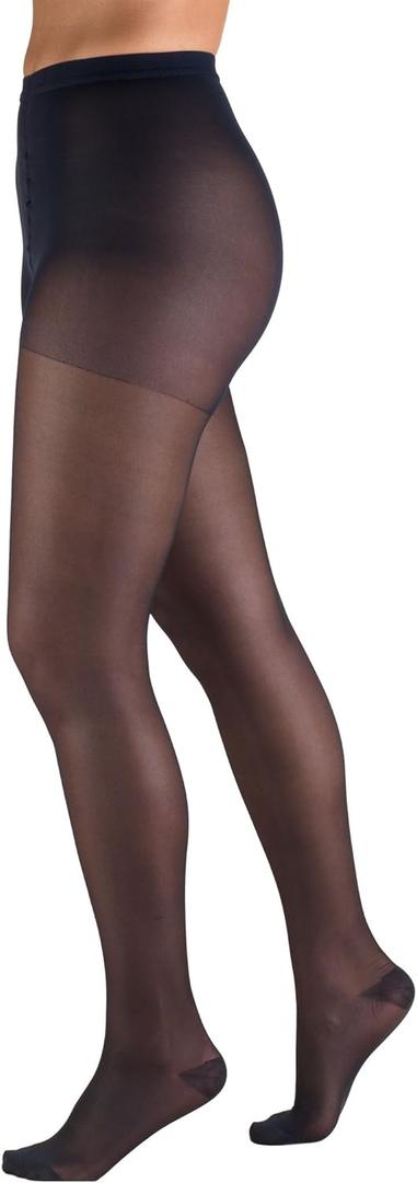 Truform 15-20 mmHg Compression Pantyhose, Sheer 20 Denier Women's Shaping Tights, Navy, Medium