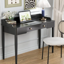 Black Vanity Desk Modern Computer Desk with Drawer Makeup Table with Gold Handle