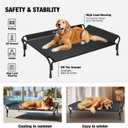 Veehoo Cooling Elevated Dog Bed, Raised Pet Cot with Guardrail & Slope Headrest, Durable & Breathable Teslin Mesh, Non-Slip Feet, Washable Dog Sofa Bed for Indoor & Outdoor, Large 47" x 32", Black