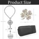 Car Interior Accessories Kit,Bling Four leaf clover-shaped cars air vent ornament car Hanging Cross Ornament for Car Mirror and magnetic leather sunglasses holder of decorative for your vehicle