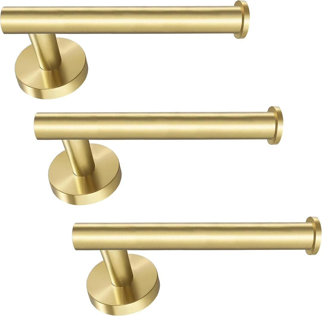Brushed Gold Toilet Paper Holder Wall Mount SUS304 Stainless Steel Rotate Proof Modern Toilet Tissue Roll Holder TP Holder for Bathroom, Kitchen, Washroom, 2 Pack