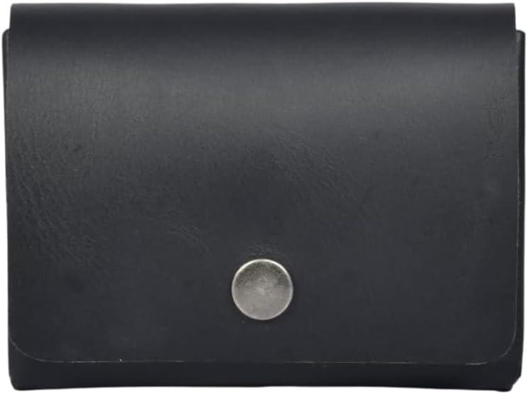 Handcrafted Leather Wallet  Double Pouch, Slim Design | Minimalist Front Pocket Wallet for Men & Women | Canadian Brand | Classic Rectangular Card Holder, Money Organizer, ID Case (Midnight Noir)