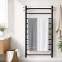 Electric Heated Towel Warmer Rack 10-Bar Aluminum Wall Mounted, Black 165W