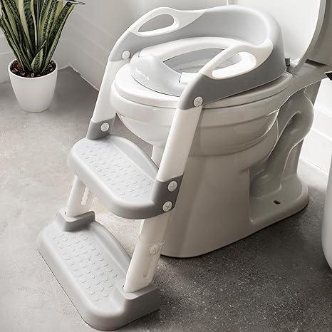 Jool Baby Potty Training Seat with 2 Step Ladder for Toddlers  Splash Guard, Adjustable Height (Gray)