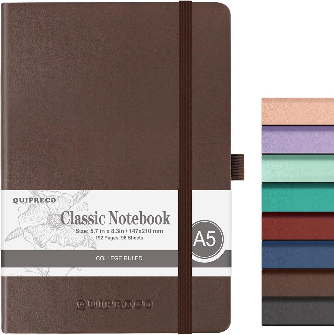 Lined Journal Notebook, (Brown), A5 192 Pages, 5.7 in x 8.3 in - 100 GSM Thick Paper  Hardcover Journaling Notebook for Work, School,Travel,Daily Planning & Note Taking