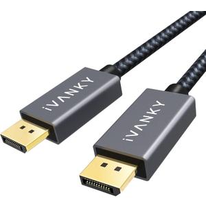 IVANKY Display Port Cable 10ft, Display Port Cord, [4K@60Hz, 2K@165Hz, 2K@144Hz], Gold-Plated Braided High Speed DP to DP Cable 10ft, DisplayPort 1.2 Cord for Gaming Monitor, TV, PC, Laptop (Grey)