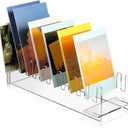Briwooody 1 Pc Greeting Card Display Stand Acrylic Greeting Card Display Portable Tabletop Postcard Organizer Multi Purpose Photo Rack for Retail Counter Vendors Craft Fairs Art Show Sticker (Clear)