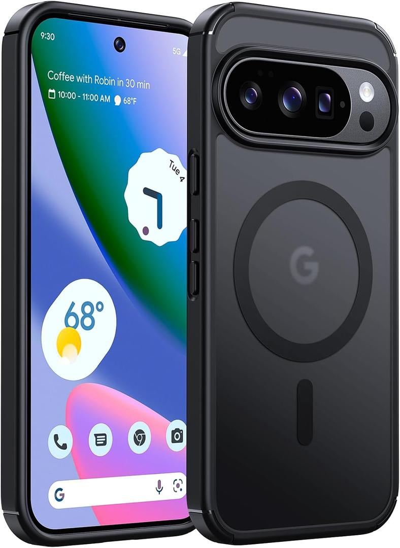 TAURI for Google Pixel 10 Case/10 Pro Case, Compatible with Magsafe, Military-Grade Protection, Yellowing Resistant, Scratch-Resistant Back, Shockproof Phone Case for Pixel 10/10 Pro, MatteBlack