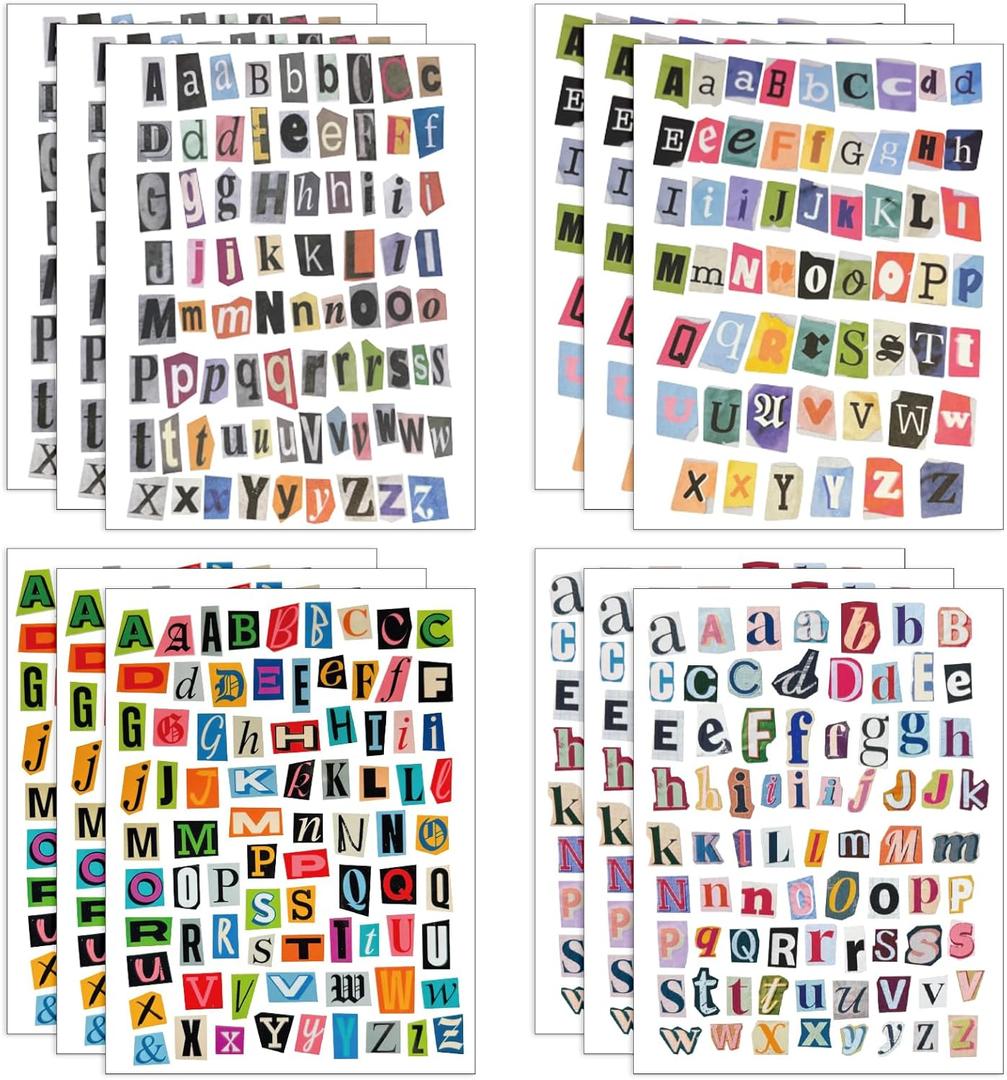 852pcs Magazine Letter Stickers Vintage Scrapbook Letters Stickers Small Ransom Alphabet Sticker for Scrapbooking Supplies Journaling Laptop Water Bottle DIY Crafts Gift Junk Journal (Journal12)