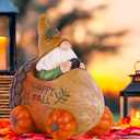 Topadorn Fall gnome with Pinecone Car and Resin Pumpkin Statue for Fall Harvest Party Ornaments Decor,Happy Fall