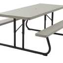 LIFETIME 6‑Foot Folding Picnic Table, Outdoor Portable Bench Seating for 8, UV‑Protected HDPE, Powder‑Coated Steel Frame, Stain‑Resistant, Folds Flat for Storage