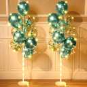 Wettarn 2 Sets Floor Balloon Column Stand Kit with LED Lights 40 Pcs Balloons Column Holder Centerpieces Tower Backdrop for Wedding Baby Shower Birthday Halloween Christmas Party(Green)
