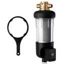 iSpring WSP200ARJ Spin-Down Sediment Water Filter, Upgraded Jumbo Size, Large Capacity, Reusable with Touch-Screen Auto Flushing Module, Brass Top Clear Housing, 200 Microns