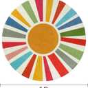 STARUIA Boho Washable Rug 5 Ft Round Area Rug for Bedroom, Rainbow Circle Kids Rugs for Office, Non-Slip Circluar Carpet Soft Sunshine Rugs for Dorm Nursery Sofa Living Room Corner