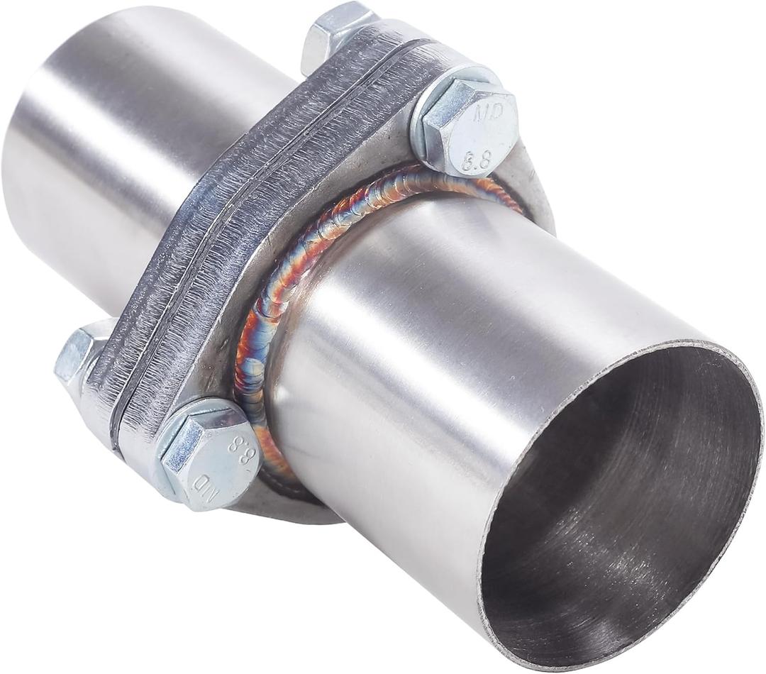 3 Bolts Exhaust Flange Repair Kit, 63.5mm/2.5 Inch ID to 2.5 Inch OD 3 Bolts Stainless Steel Quick Fix Exhaust Flange Pipe with Gasket/Bolt & Hardware Universal Fitment