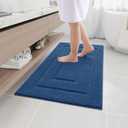 Buganda Bathroom Rugs, 36" x 24", Soft and Absorbent Microfiber Bath Rugs, Non-Slip Shaggy Shower Carpet, Machine Wash Dry Bath Mats for Bathroom Floor, Tub and Shower, Navy