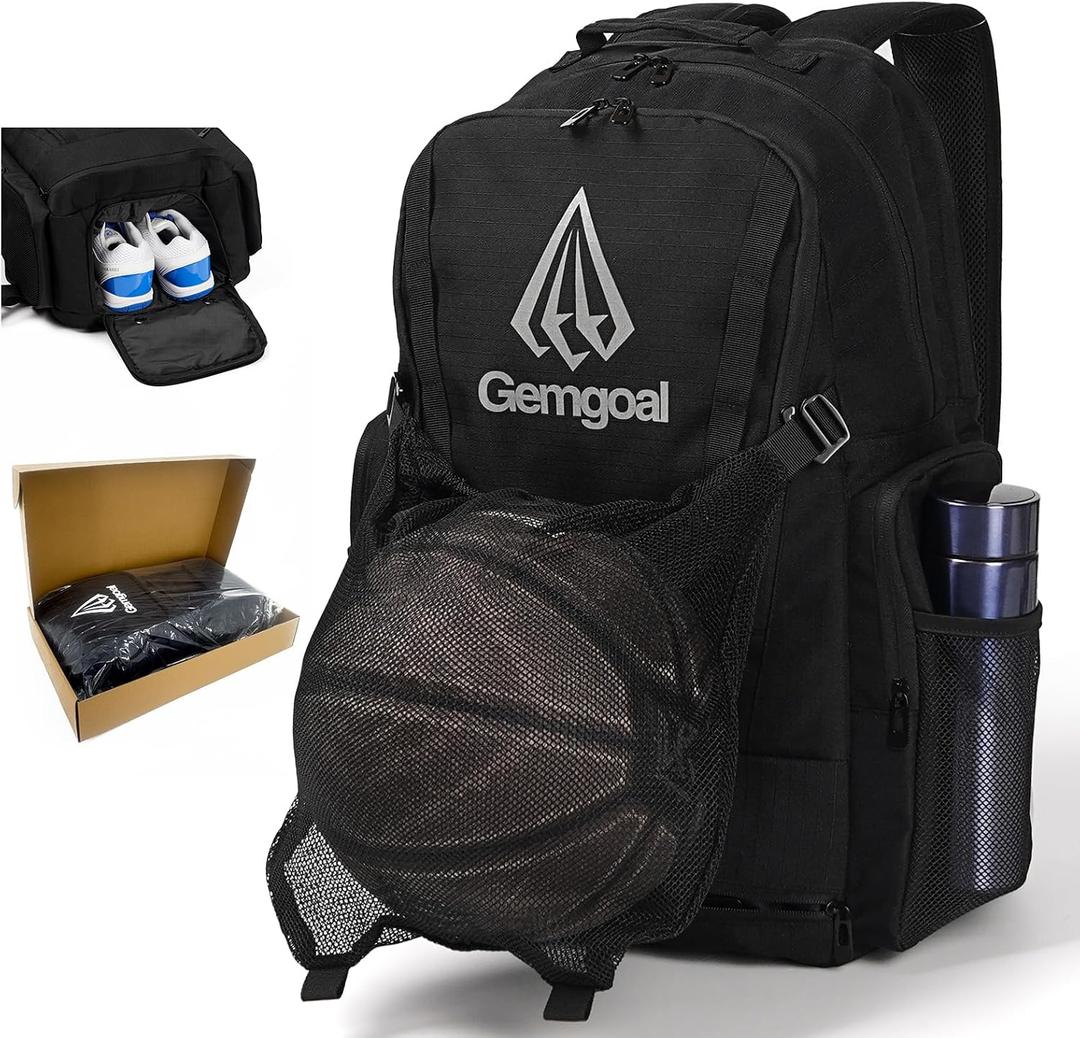 Pro Basketball Bag with Size 14 Shoe Compartment & Detachable Ball Mesh,Large Basketball Backpack for Boys with Wet Dry Separation,Insulated Cooler Pocket,Best for Basketball,Soccer,Volleyball