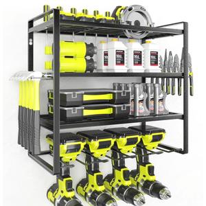 KAFAHOM Power Tool Organizer, Garage Tool Organizers and Storage,Drill Holder Wall Mount, Storage Rack for Cordless Drill, Heavy Duty Tool shelf with Screwdriver Holder/Pliers Holder/Hammer Holder