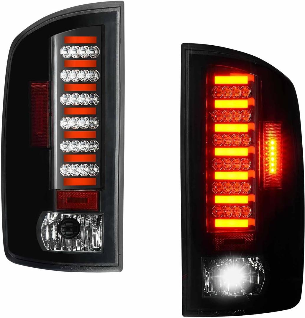ILONPA For 2002-2006 Dodge Ram 1500 LED Tail Light Assembly, Replaces for Dodge Ram 2500 3500 2003-2006, Rear Brake Lamps Chrome Clear Lens, Only Fit Factory Incandescent Models
