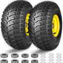 Upgraded 15x6.00-6 Lawn Mower Tires with 3/4" Bearings,2PCS 15x6-6 Tubeless Front Tire Assembly Replacement,3" Centered Hub with 5/8" & 1" Bushings,Riding Lawn Mower and Garden Tractor Front Tires 4PR (Yellow)
