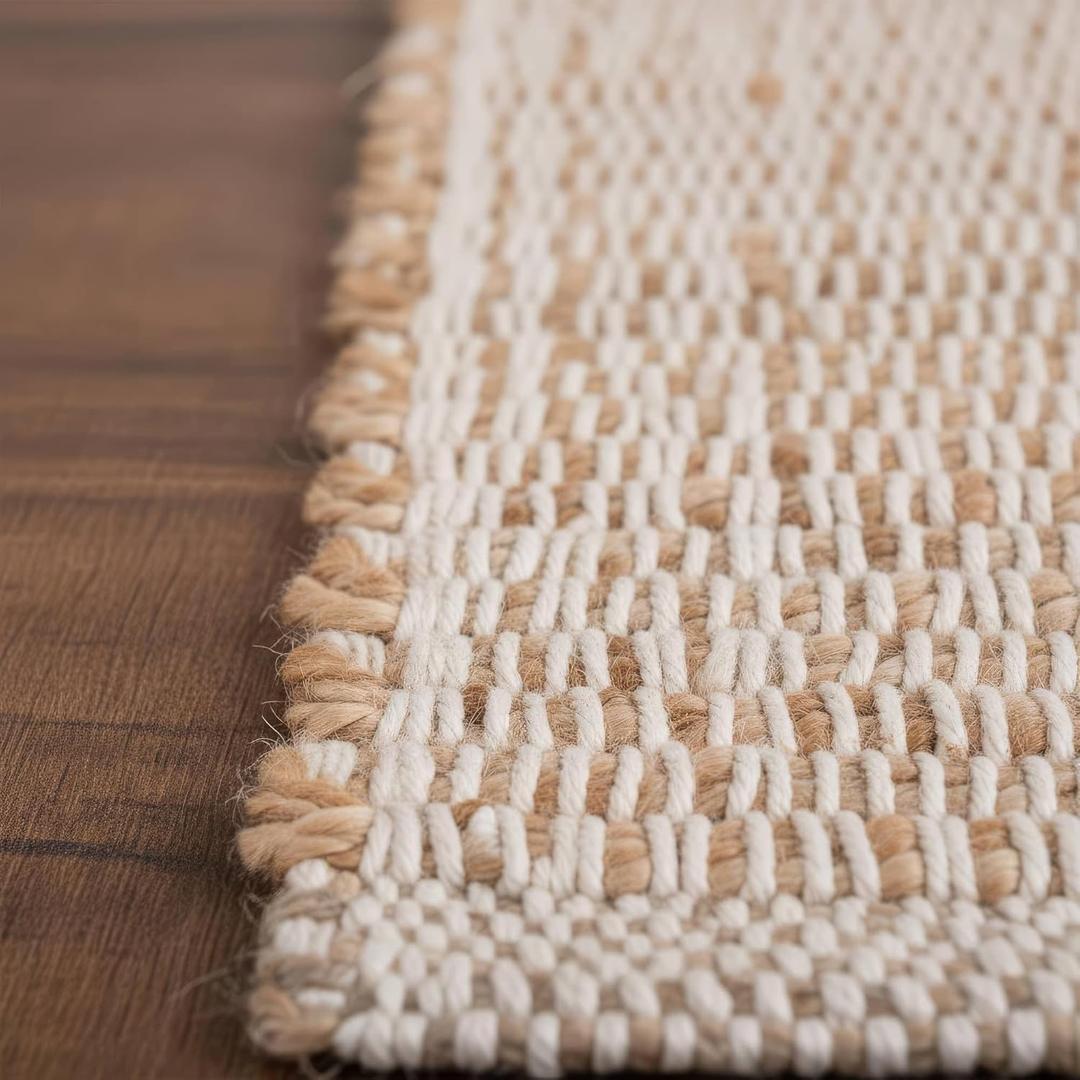 Neutral Rug 20X30 Jute Rug Braided Rug - Earthy Farmhouse Solid Rug - Nautical Area Rug for Entryway or Kitchen, 20" x 30"