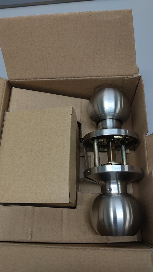 2 Sets All Keyed Same Entry Door Knob and Single Cylinder Deadbolt Combo Set, Round Ball Satin Nickel Exterior Door Knobs with Lock and Keys for Entrance and Front Door