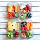 Youngever 7 Sets Bento Lunch Box, Meal Prep Containers, Reusable 3 Compartment Plastic Divided Food Storage Container Boxes, 9.5 x 6.2 x 2.2 inches