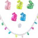 BrilliantJo Holiday Decorations Bunny Garland 6ft Pre-Strung Glitter Pompom Banner with Colorful Rabbits Vibrant Spring Hanging Decor for Mantle Table Stairs Tree childens Day Brithday Home Party