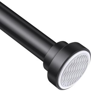 Suranew Heavy Duty Tension Rod 29-75" Rust-Resistant Shower Curtain Rod, No Drill Stainless Steel Spring Rod with Extra-Wide Non-Slip Pads for Bathroom/Kitchen/Closet (Black)