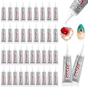 B7000 Glue Clear Adhesive Jewelry Bead B-7000 Glue for Jewelry Rhinestone DIY Cell Phone Repair Clothes Glass Metal Stone Beads Wooden Small Part Item(5ml, 40 Pcs)
