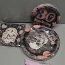 Grencian 96Pcs Death to My 20s Decorations Rose Gold and Black Death to My Twenties Plates Dirty 30 Year Old Party Decorations Tableware for 30th Birthday Party Decorations for Her Serves 24