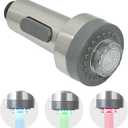 Kitchen Faucet Pull Down Spray Head with LED Lights 3-Function Sink Spray Nozzle Fit for Kitchen Sink Faucet Pull-Down Spring Single Handle Stainless Steel faucets (Brushed nickel) (Brushed Nickel)