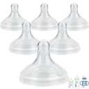 Silicone Nipple for Dr.Brown's Wide-Nick Baby Bottles,Level 2 Nipples, Medium Flow, 3m+, 6 Count