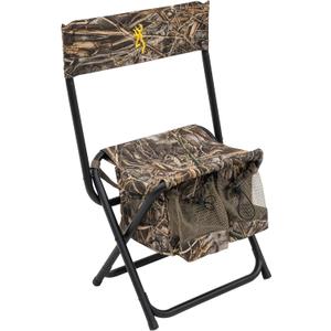 Browning Dove Shooter Hunting Chair - Compact and Foldable Steel Frame with Realtree Camo, Extra-Wide Seat, Insulated Cooler Bag, and Decoy, Shell Pockets