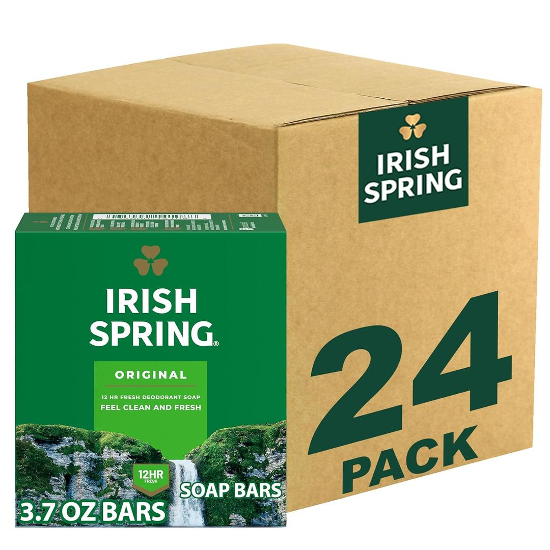 Irish Spring Bar Soap for Men, Original Clean, Smell Fresh and Clean for 12 Hours, Men Soap Bars for Washing Hands and Body, Mild for Skin, Recyclable Carton, 3.7 Ounce - 3 Bars 