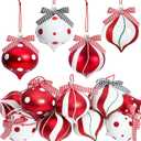 12 Pcs Peppermint Candy Ornament Set 3.5 x 2.7 Inch Christmas Tree Ornaments Christmas Candy Cane Balls for Christmas Tree Decor Holiday Party Home Decoration