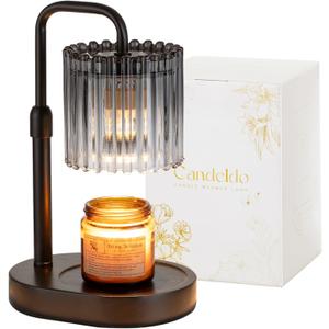 Candle Warmer Lamp with Timer: Candle Warmers with 2 Bulbs Height Adjustable Candle Lamps Dimmable Wax Melt Home Bedroom Decor Gift for Women