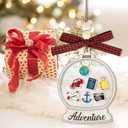 3 x 2025 Travel Christmas Ornaments Gifts, Christmas Tree Decoration Wooden Ornament, Christmas Decorative Hanging Sign for Men Women Mom Dad Friends (Adventure)