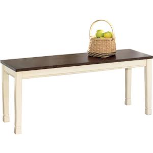 Signature Design by Ashley Whitesburg Cottage Rectangular Dining Bench, Brown & Antique White, 42"W x 14"D 18"H