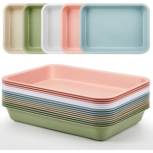 Mifoci 15 Pcs Activity Plastic Art Trays Morandi Color Art and Craft Tray Stackable Plastic Serving Trays for DIY Projects Painting Beads Home Classroom Storage (14.3 x 10.4 x 2 Inch)