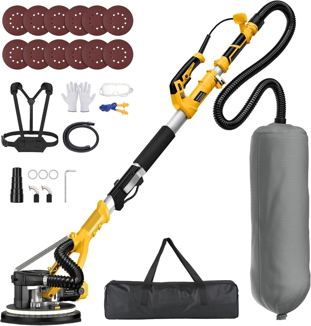 880W Drywall Sander, 5-Speed 1000-2100RPM, Foldable & Extendable Handle