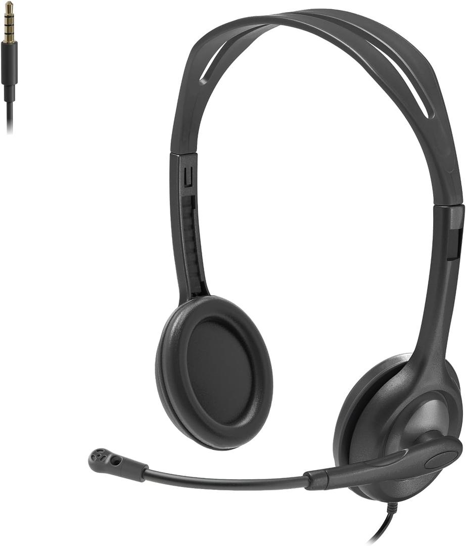 Logitech H111 Stereo Headset with 3.5 mm Audio Jack, Black