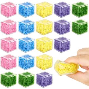 20 Pack Mini Stress Cube Filled with Foam Particles, Sensory Squishy Fidget Toys Square Squeeze Stress Balls for Kids Adults Anxiety Stress Relief, Classroom Prizes, Birthday Gifts Party Favors