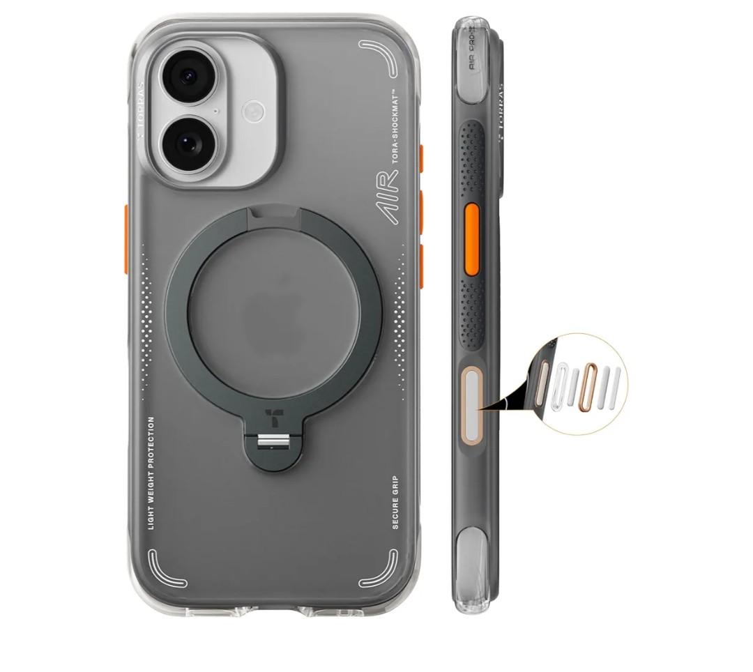 TORRAS Ostand Q3 Air for iPhone 17 Case with 360 Magnetic Stand, Fit for MagSafe, Mil-Grade Drop Tested, Camera Control Button, Shockproof Phone Case for iPhone 17 6.3'', Shadow Black