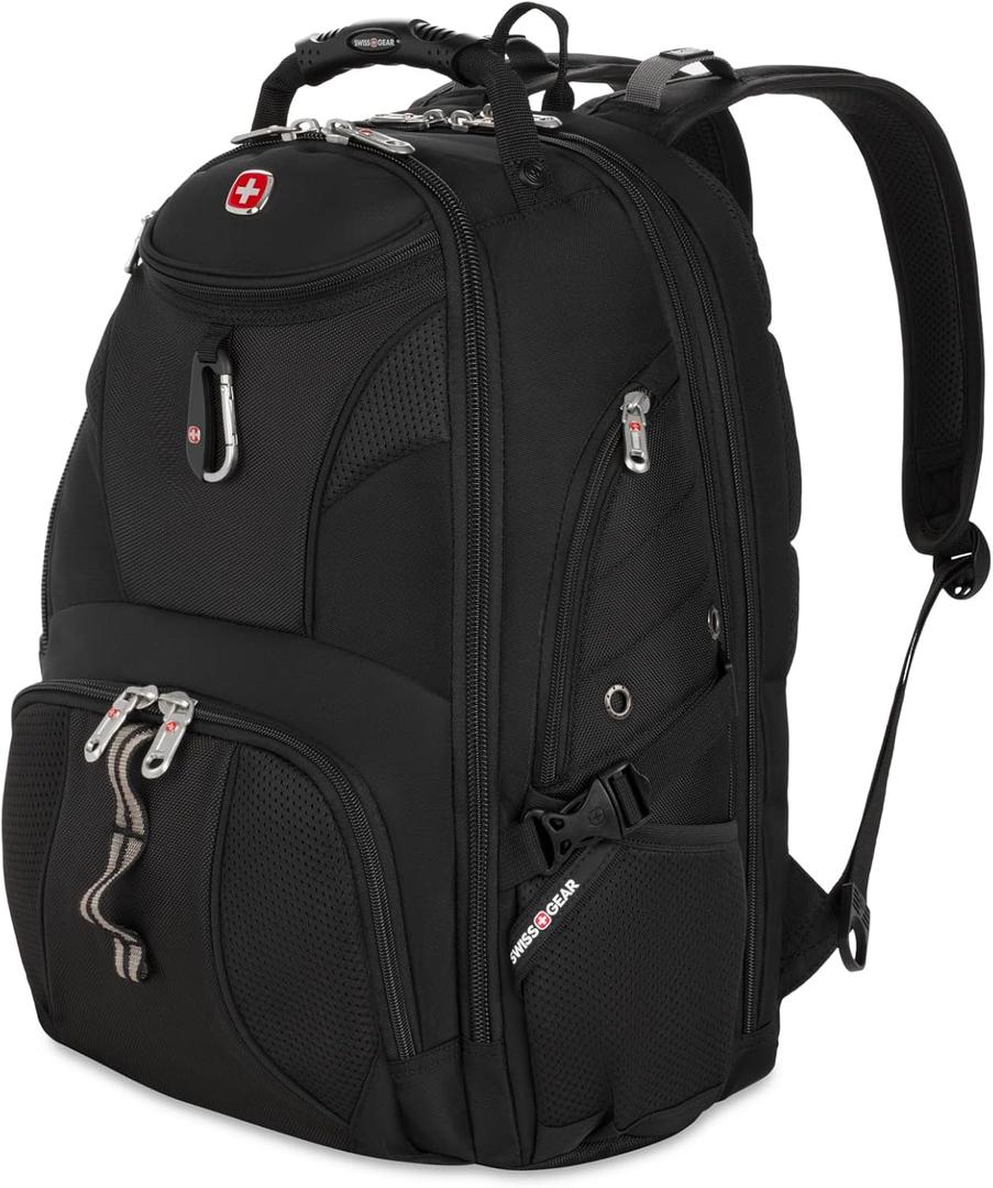SWISSGEAR 1900 ScanSmart TSA Laptop Backpack Fits 17 Inch Laptop with RFID Protection and Tablet Pocket, Grey/Black, 19-Inch