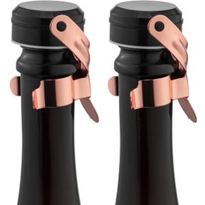WOTOR Champagne&Wine Bottle Stoppers Stainless Steel with Food Grade Silicone, Leak Proof Keep Fresh Reusable Saver, Cork Suitable for Wine, Champagne, Cava, Prosecco and Sparkling (2 Pack Rosegold）