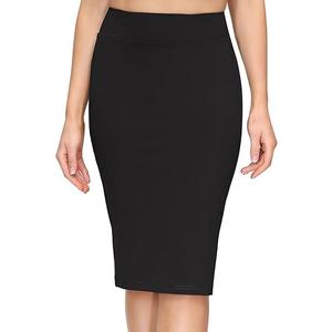 Yige Women's Premium Stretch Office Pencil Skirt Made Below Knee (Black)